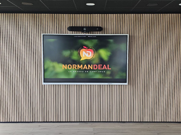 Télé avec le logo Normandeal